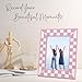 WeMaison Pink Checkerboard Wooden Frame for 4x6 Photos - Trendy Geometric Photo Frame - Girly Tabletop Decor, Aesthetic Pink Birthday Gift for Her - Classic Photo Frame, Gift And Decorations (C14)