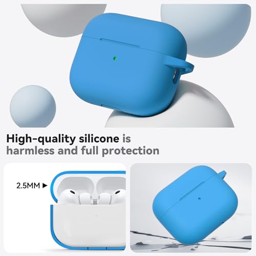 Image of Ljusmicker for AirPods Pro 3 Case 2025 with Cleaner Kit,Soft Silicone Protective Cover for Apple AirPods Pro 3rd Generation Cases for Women Men,for AirPod Pro 3 Cover with Keychain-Milk Blue
