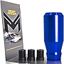 Mega Racer 8cm Blue Aluminum Shift Knob - for Buttonless Automatic and 4, 5 and 6 Speed Manual Transmission Vehicles, Interior Automotive Replacement Parts, 1 Piece