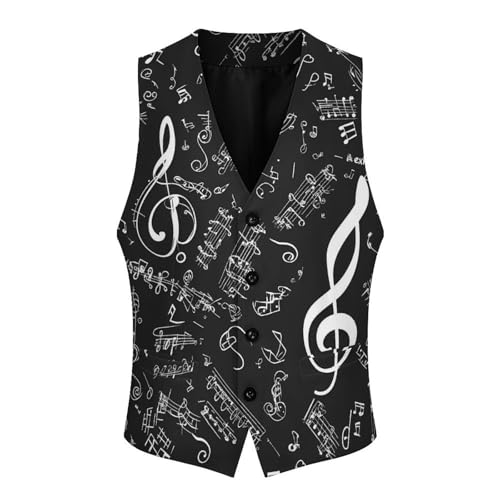 Musical Notes Men's Suit Vests Business Formal Dress Vest V-Neck Waistcoat for Wedding Casual4
