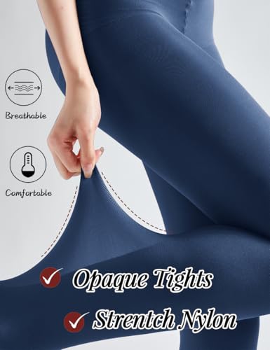 Image of 7 Colors 2 Pairs Women's 40 Denier Semi Opaque Tights, Nylon Black Tights for Women