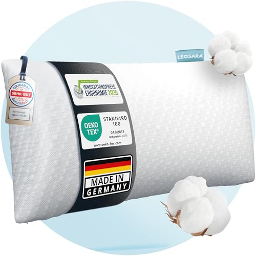 LEOSARA® Orthopädisches Nackenstützkissen 40x80 – Nackenkissen – Memory Foam Kopfkissen für alle Schlaftypen (Rücken, Bauch, Seitenschläfer)...