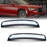 NEIFILES LED Side Marker Light Compatible with Chrysler 300 2015-2022 Front White Light Smoked Lens Fender Bumper White Lamps Pack of 2