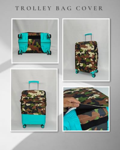 Image of Army Printed Luggage Cover for Traveling Bag & Suitcase - Stretchable & Scratchproof Trolley Protector with Velcro Lock & Lightweight Washable Material(Suitcase Not Included, Only Cover in Product)