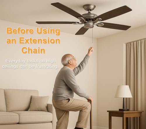 Image of 240 inch Ceiling Fan Pull Chain Extender - Stainless Steel Ball Chain