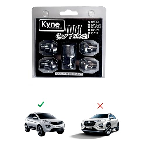 Image of Anti-Theft Alloy Wheel Nut Lock,Anti-Theft Wheel Nut Lock,Anti Theft Lug Nuts and Car Wheel Security Nuts Set, Sizes: 12X1.5 for Tata Cars,Chrome