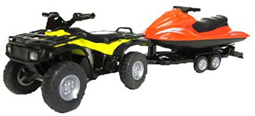 siku 2314 Quad con remolque y moto de agua, Remolque desmontable, Moto de agua flotante, 1:50, Metal/Plástico, Amarillo/Rojo