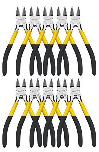 Wire Cutters 10 Pack, 6.5 inch, BOOSDEN Flush Cutters, Spring Loaded Cutting Pliers, Side Cutters, Dykes Cutter, Wire Clippers, Plastic Cutter, Wire Cutters for Jewelry, Floral, Electrical