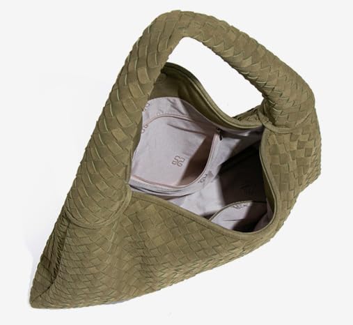 Image of Suede Woven Hobo Bags Purses for Women Woven Leather Bag Vintage Tote Bag Retro Handbag Satchel 2025