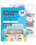 Sticker Paper for Inkjet Printer - (30 Sheets), 8.5 x 11' Letter Size, Matte Sticker Paper - Ideal for Crafting and Printing Vibrant, Long-Lasting Designs
