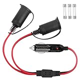 CUZEC 1 to 2 Car Cigarette Lighter 16 AWG Cord 12v / 24v Car Cigarette Lighter Splitter, Power Charger Adapter 2-Way Waterproof Socket Splitter