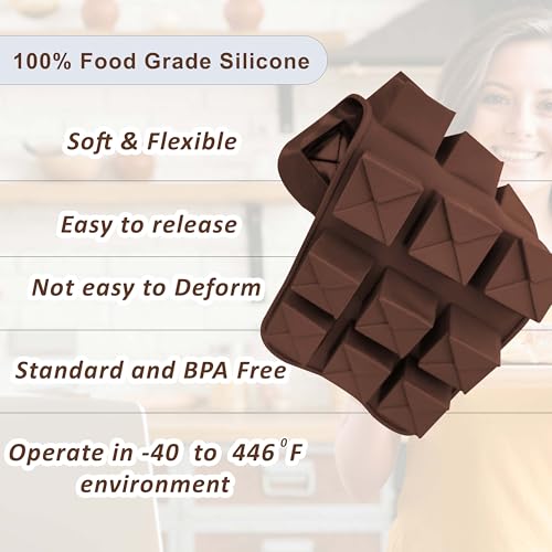 Image of MoldBerry Silicone Chocolate Mould Set of 4 - Square, Round & Triangle Candy‑Jelly Chocolate Making Moulds - Flexible, Non‑Stick Baking Tray for Chocolate, Candy, Jelly
