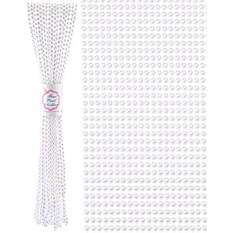 ABONDEVER 32Pcs 6mm Faux White Pearl Beads Necklaves Bulk Party Favor Plastic Play Pearl Necklaces for Women Pearls for Flapper Tea Party Gatsby 20's Wedding Decorations Cover