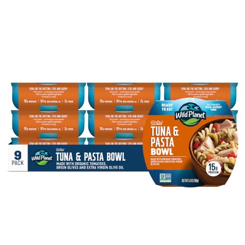 Wild Planet Ready-To-Eat Wild Tuna Pasta Salad, 5.6 Ounce Can, Pack of 9
