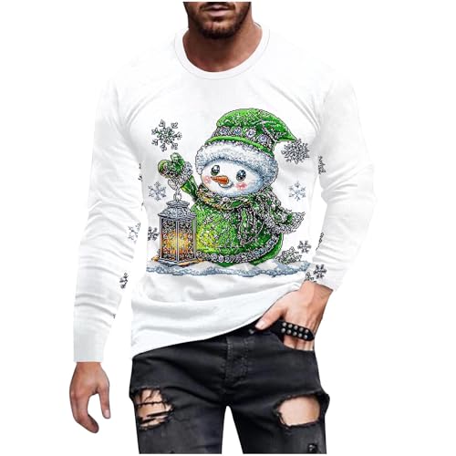 Weihnachtspullover Herren Lustige Schneemann Druck Weihnachten Hemd...