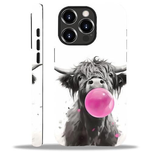 Coque iPhone 13 Pro Max rigide silicone mate à motif vache écossaise