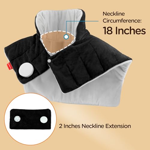 Image of Comfytemp Heating Pad for Neck and Shoulders and Back, 2.6lb Weighted Electric Heating Pads, Large Heated Wrap, 9 Heat Settings & 11 Timer, Valentines Birthday Gifts for Women Men Mom Dad, Black