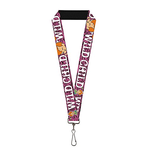 Buckle-Down Lanyard - The Flintstones Accessory Pebbles Face/Pose WILD CHILD Pink/Black/White Standard