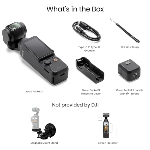 Image of DJI Osmo Pocket 3, with Screen Protector, Suction Cup Mount