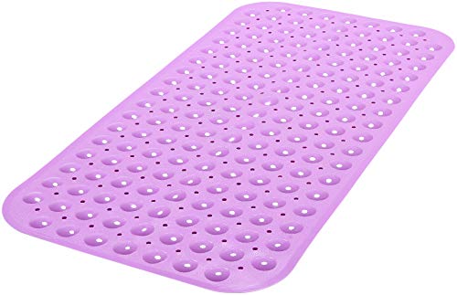Tike Smart Large Non-Slip Bathtub & Shower Mat 31 Inch X16 Inch (Smooth/Non-Textured Tubs Only) Safe, Clean, Machine-Washable, Superior Grip&Drainage, Vinyl, Opaque Purple, Medium #TOP6