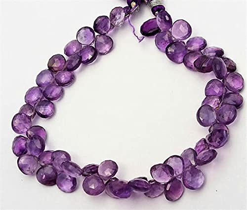 Perles d'améthyste de qualité supérieure en forme de cœur facetté 7 à 8 mm fil de 20 cm [E0623]