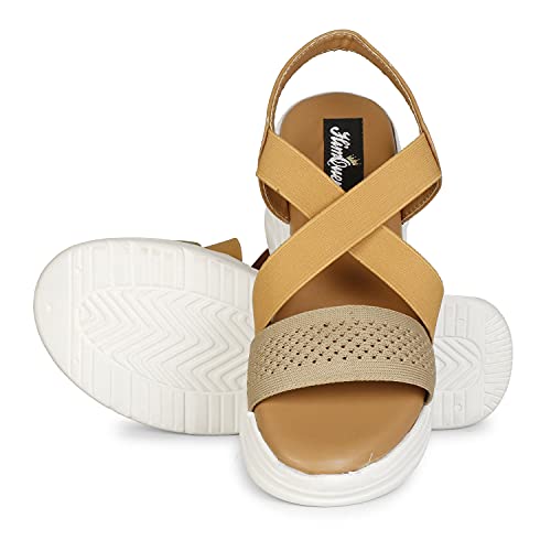 Image of Stylish Girl's High Heel Criss Cross Chunky Sole Casual Fashion Wedges Sandal For Women /Girls Ankle Strep Sandal