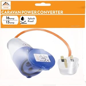 Xtremeauto 16amp to 13amp Adapter Caravan Hook Up Cable 240V 3 Pin UK Electric Hook Up For Camping, Caravan, Campervan…