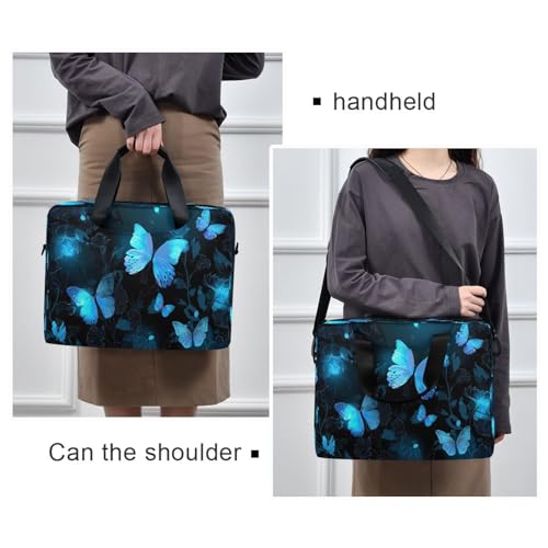 Maletín para laptop con diseño mariposas azul miniatura 2