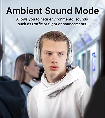 Image of Edifier W820Nb Hybrid Active Noise Cancelling Over-Ear Headphones - White - Over Ear with Wireless Connection