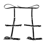 KLOUD City Sexy Punk Adjustable Waist Cincher Belt 4 Rings Elastic Stud Garter Belt Rave Cage Harness (Black)