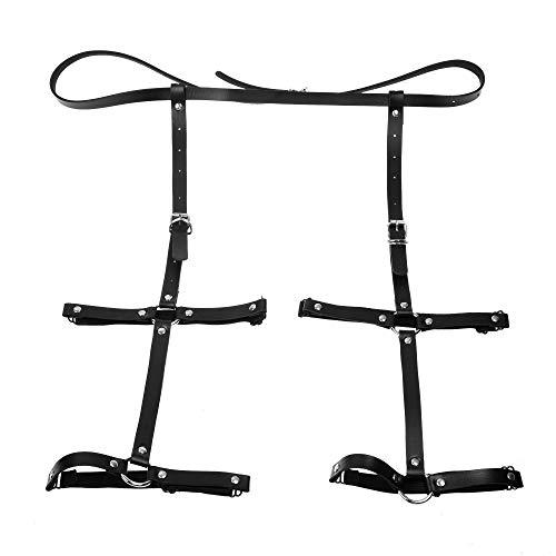 KLOUD City Sexy Punk Adjustable Waist Cincher Belt 4 Rings Elastic Stud Garter Belt Rave Cage Harness (Black)