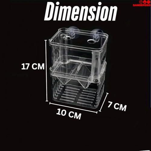 Image of SANSEFERO Breeding Box Isolation Box Fish Tank Aquarium Breeder Box Double Guppies Incubator Aquarium Rectangle Aquarium Tank (13.5cm x 7.5 cm x 10.5 cm)