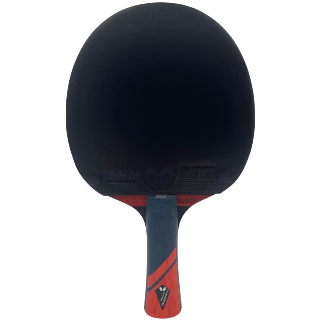 Butterfly® Dimitrij Ovtcharov Black - Racchetta da ping pong | Tecnologia Eva, rivestimento Wakaba certificato ITTF, spugna da 2,1 mm | Racket Bat TT professionale per giocatori avanzati