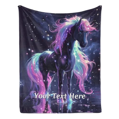 Albrayst Manta personalizada con caballo, mantas con nombre personalizado para decoración de habitación, regalos estéticos, 60 x 80 pulgadas