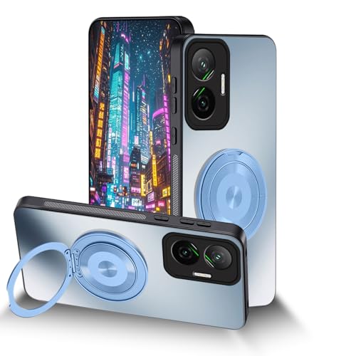 Wousunly Xiaomi Poco F7 �P�[�X ���߉\�ȃL�b�N�X�^���h�t�� �u���[�APoco F7 �X�}�z�P�[�X �V���R�� �}�b�g �A�N�Z�T���[ Funda para Girls �����h�~ �I���W�i�� �X���� �J�o�[(�u���[)