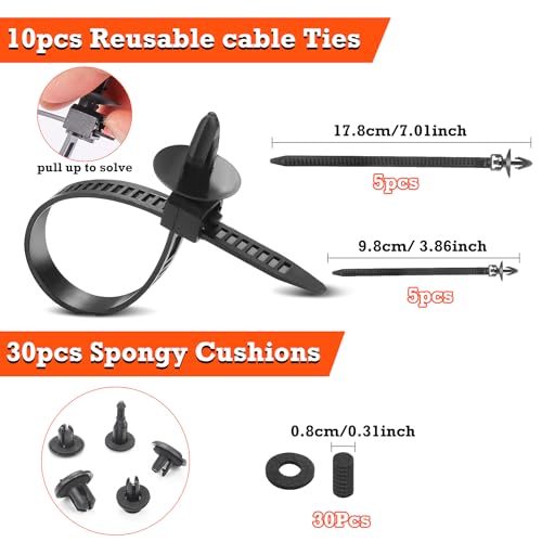 Image of Car Retainer Clips & Fasteners Kit - 16 Universal Sizes Nylon Bumper, Fender Rivets, Door Panel Clips, and Plastic Rivets with 10 Cable Ties and Removal Tool for Toyota, Ford (635pcs)