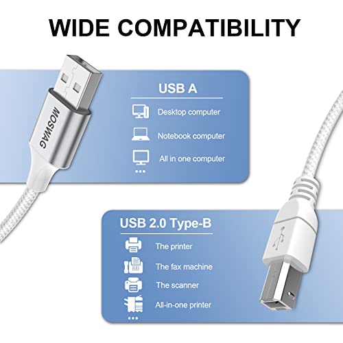 Revamp MOSWAG USB Printer Cable 10FT/3Meter Scanner Cable USB Printer Cord Type A to Type B Durable USB 2.0 Scanner Cord High Speed for... - Image 3