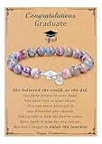 Sistble 8th Grade Graduation Gifts Class of 2025 Teen Girl Gifts Trendy Stuff 5th Grade Graduation Gifts M Initial Graduation Bracelets for Her 2025 High Middle School Purple Stone Jewelry