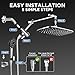 Veken Wide High Pressure Rain Shower Head with Handheld, Handheld Shower Heads with Multi Spray Modes, Rainfall Combo with 15