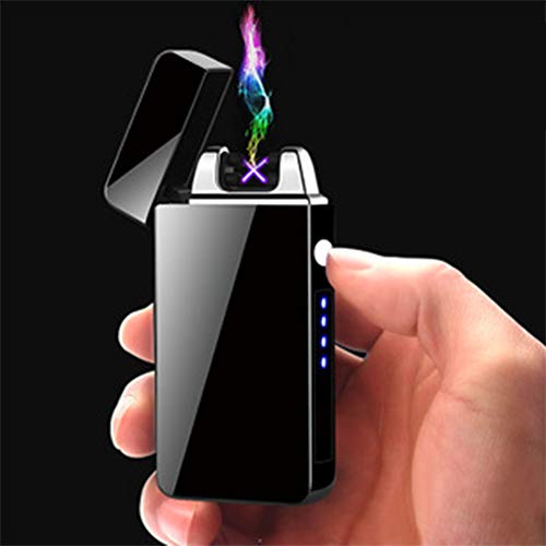 Briquet Coupe-Vent Électrique Double Arc Design Écran LED Tactile Noir - 3