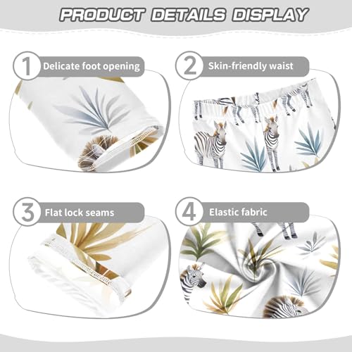 ALAZA Girls' Leggings Children's Yoga Pants Skinny Printed Dance Zebra Leaf Comfortable 4T2