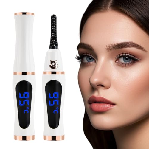 Litinliv Rizador de Pestañas Eléctrico, Mini Portátil con 3 Niveles de Temperatura (65°C/85°C/95°C), USB-C Recargable, Rizador Profesional
