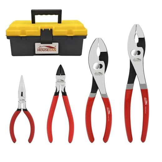 HOUSERAN 4 PCS Pliers Set with 6 Inch Wire Cutter, 5 Inch Needle Cose plier, and 8 Inch & 10 Inch Groove Joint Pliers, Hand Tool Kit for Home Repair, DIY, Automotive, Plumbing