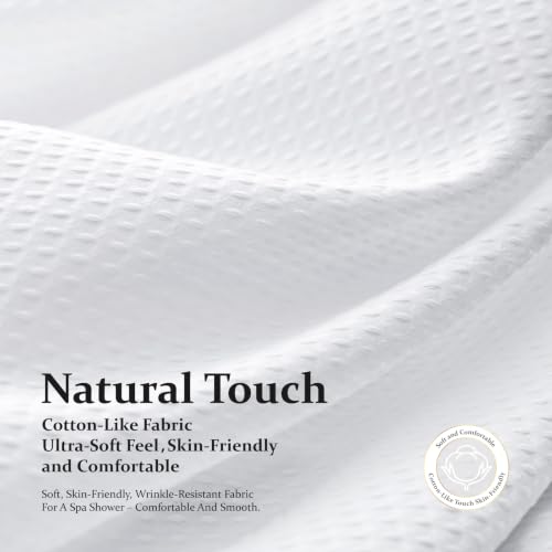 Dynamene Extra Wide Shower Curtain-108 Inch Wide Waffle Weave Weighted Thick Cloth Bathroom Shower Curtain, Neutral Heavy Duty Hotel Bath Curtain Set with 18 Plastic Hooks,108x72, White by Dynamene - Used condition - Image 7