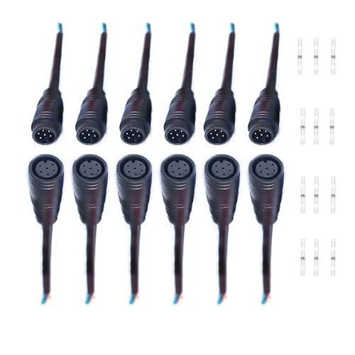 daier 6 Pairs 6 Pin Connector Ebike Waterproof Extension Cable,Female