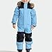 Kids Snow Suit One Piece Boys Fleece Lined Girls Snowsuit 3T Fashion Waterproof Thickened Outdoor Overalls Faux Fur Hooded Snowboarding Ski Suits With Pockets Blue-90