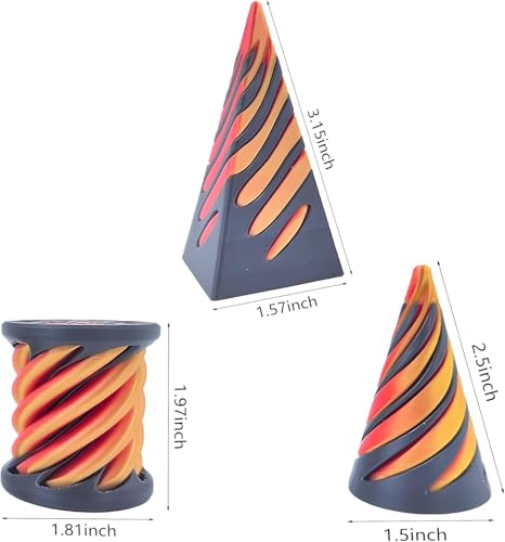 Impossible Cone (3PCS), 3D-Druck Spiral Cone Fidget Toy, Pyramid Spirale Spielzeug Passthrough Sculpture, Skulptur Stress Relief Desktop Dekorationen Spielzeug für Kinder Erwachsene Geschenk (Gold)