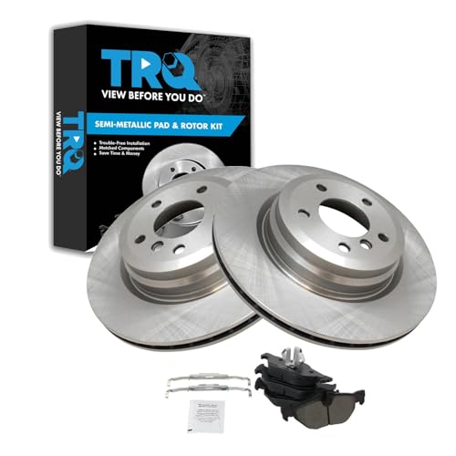 Image of TRQ Rear Brake Pad and Rotor Set Semi Metallic Compatible with 2013-2014 BMW X1