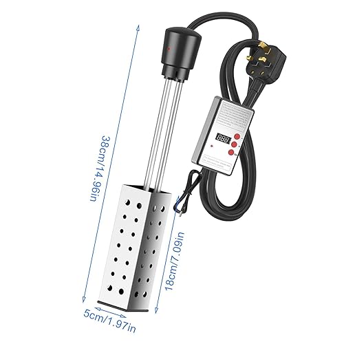 Riscaldatore a Immersione - 1500W riscaldatore ad Acqua elettrica Portatile con termostato Digitale per Vasca e Piscina
