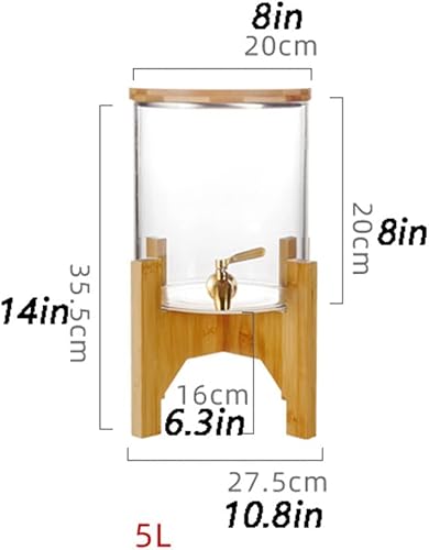 Miniatura 2 de Dispensador de bebidas de vidrio dispensador de bebidas con tapa y soporte de bambú de gran capacidad, hervidor de agua fría dispensador de bebidas